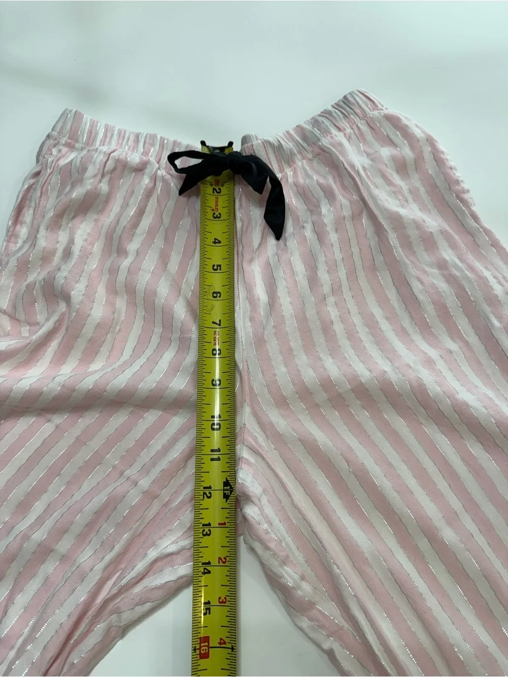 Victoria's Secret Pink Striped Pajama Set with Black Trim Size Medium